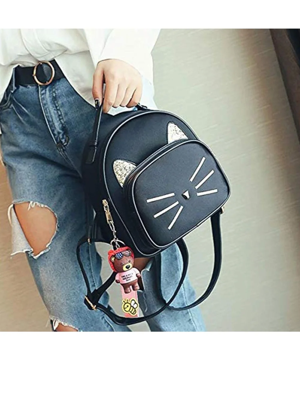 Black Cat Accent Mini Backpack for Women